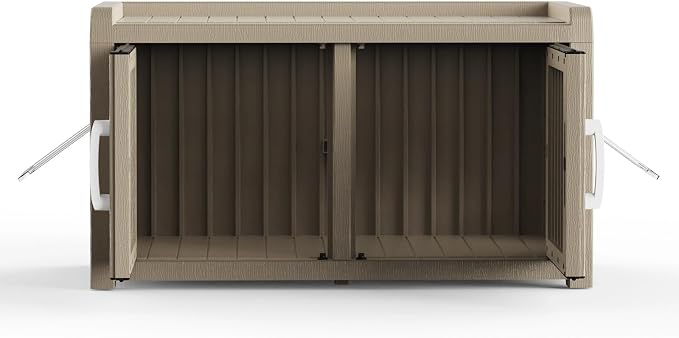 2 Doors Shoe Storage Bench - 2 Side Door Hidden Furniture Cabinet with Storage, Waterproof Entryway Bench with Seat for Indoor Outdoor, Outdoor Shoe Storage for Hallway, Grey