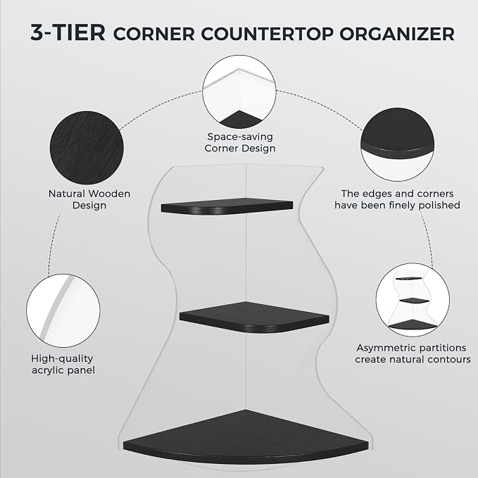 Bathroom Counter Organizer,Bathroom Counter Shelf,Perfume Organizer | 3 Tier Corner Bathroom Counter Organizer, Bathroom Sink Organizer, Makeup Organizer, Vanity Organizer Countertop,Corner Shelf