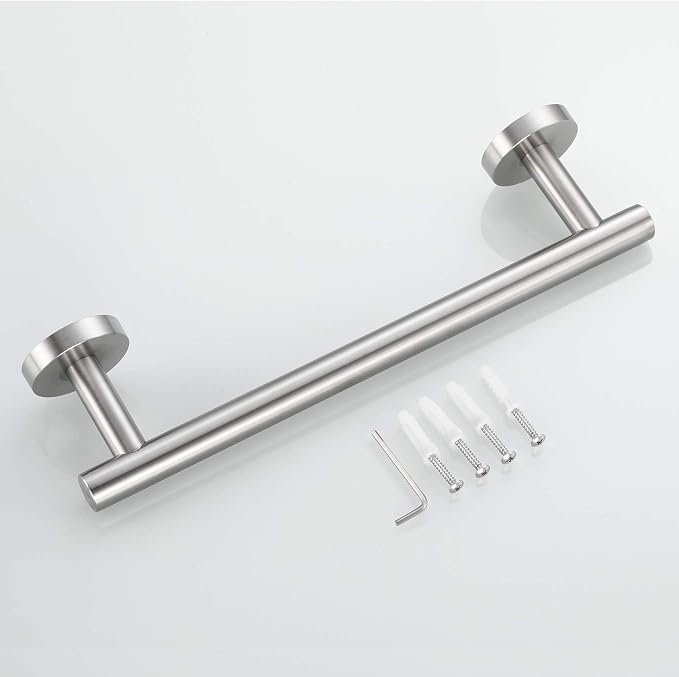 USHOWER Brushed Nickel Hand Towel Bar, 9-Inch Towel Racks for Bathroom | Thicken SUS304 Stainless Steel Towel Rod, Towel Holder Wall-Mounted, Modern Home Decor (Total Length 11-Inch)
