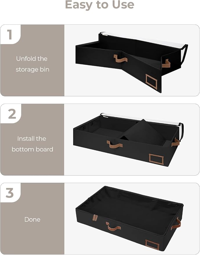 StorageWorks Extra Large Under Bed Storage Containers with Handles and Label Holder, 2 Pack Ultra-thick Fabric Underbed Bins, Closet Organizer for Clothes, Blankets, Sweater