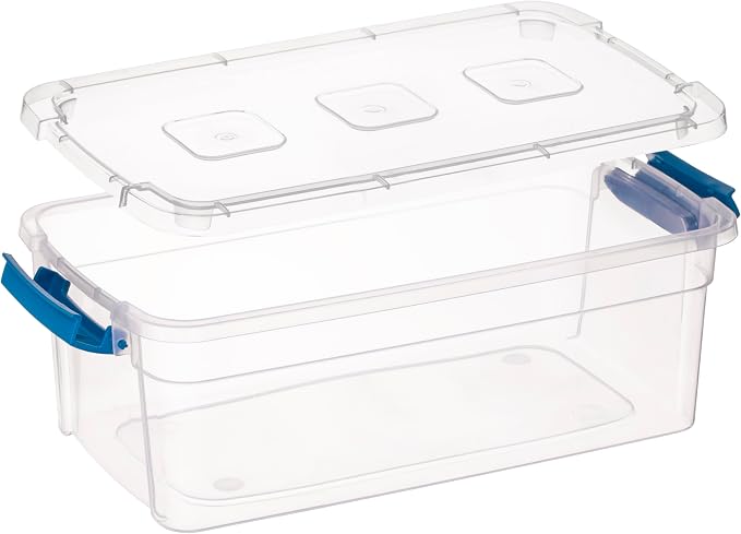 Tribello Clear Plastic Storage Bins with Lids Stackable Storage Bins (6 Quart)
