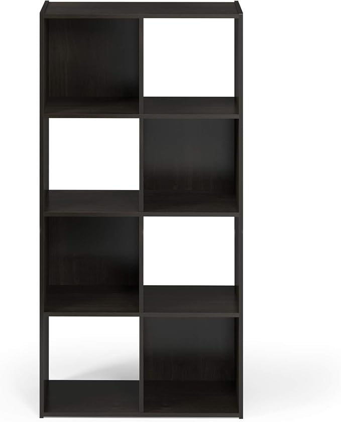 Furinno Pelli Cubic Storage Cabinet, 4x2, Espresso | 11.6 x 24.2 x 47.4, Open & Closed Back Cubes, Storage Organizer Cabinet, for Living Room, Bedroom, Home Office