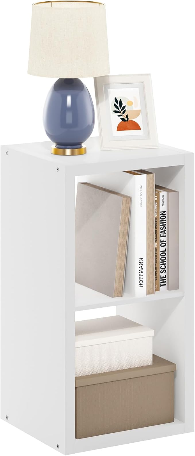 2-Cube Cubicle Bookshelf, Cube Bookcase with Open Back, Reversible Book Shelf, Cube Storage Organizer, 15 x 16 x 30, for Living Room, Home Office, White