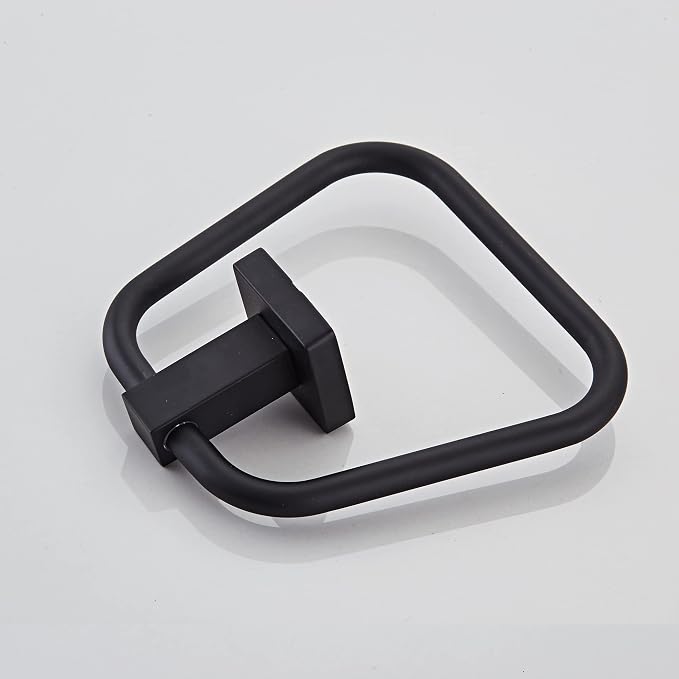 Matte Black Towel Ring for Bathroom 2 Pack, Kitchen Bath Towel Holder Hangers Wall Mount Heavy Duty Stainless Steel