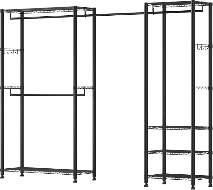 VEVOR Clothing Garment Rack, Heavy Duty Closet Wardrobe, Adjustable Tiers Clothes Racks with Steel Frame, for Bedroom, Clothing Store, Hallway