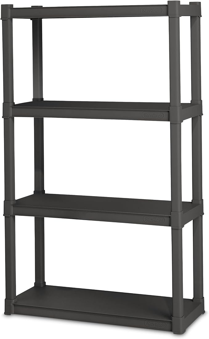 Sterilite Shelf Unit,50 lb Capac.,57 in H 01643V01-1 Each | Freestanding Organizer with 50 lb Capacity Per Shelf for Kitchen, Bathroom, Garage, Basement, Pantry & Laundry Room