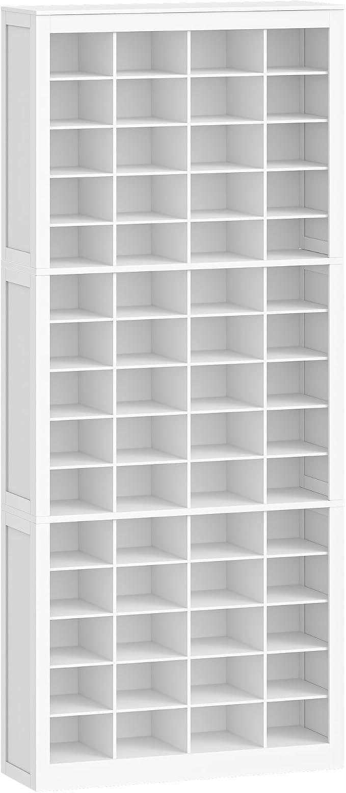 Hzuaneri Shoe Storage Cabinet, 60 Pairs Free Standing Closet Organizer, 9 inch Widened Cell Wood Shoe Organizer, 15 Tiers Vertical Space Saving Shoe Rack for Entryway, Cloakroom, White SR49603X