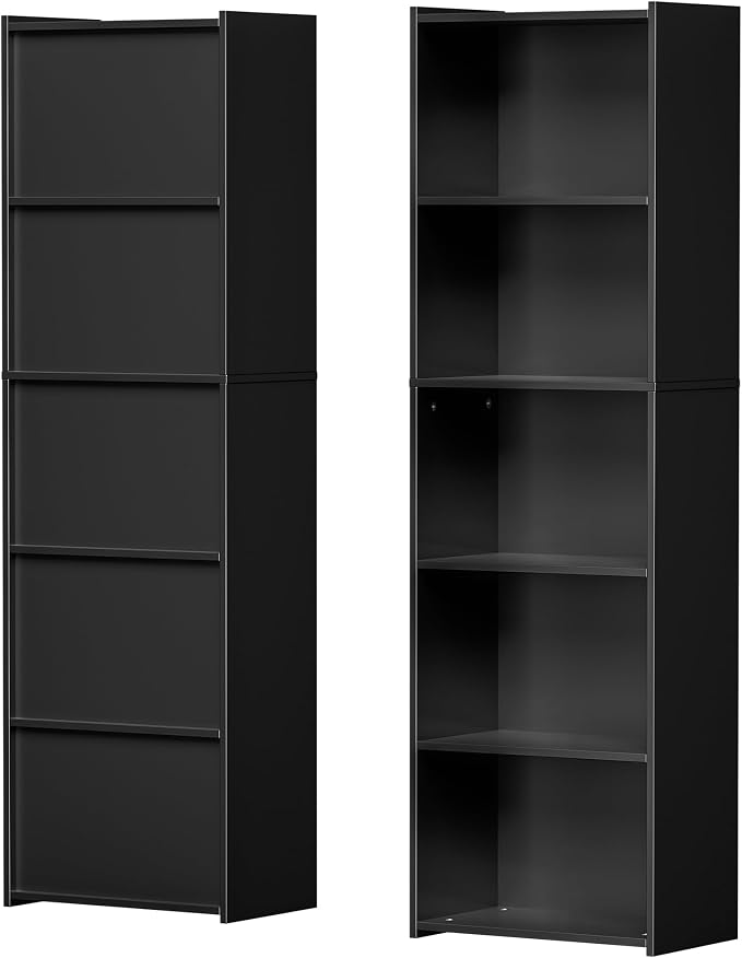 SUPER DEAL 5-Tier Bookcase and Bookshelf, Open Storage Shelves Narrow Tall Freestanding Cube Display Shelf for Bedroom Home Office Apartment Small Spaces, 52 Inch Black
