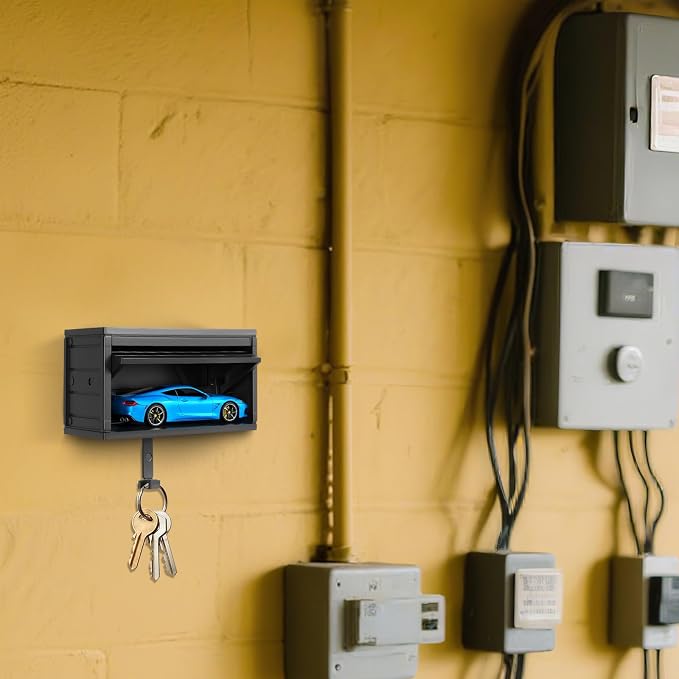 Car Garage Key Holder, Car Key Holder for Wall, Small Cars Garage Key Holders with Opening Door