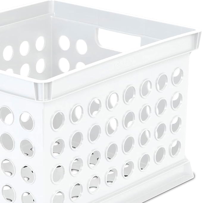 Sterilite Storage Crate Bin File Organizer for Home & Office, White, 6-Pack | Heavy-Duty and Stackable Plastic Boxes and Containers for Desk, Cabinet, Dorm, Garage, or Utility Organization