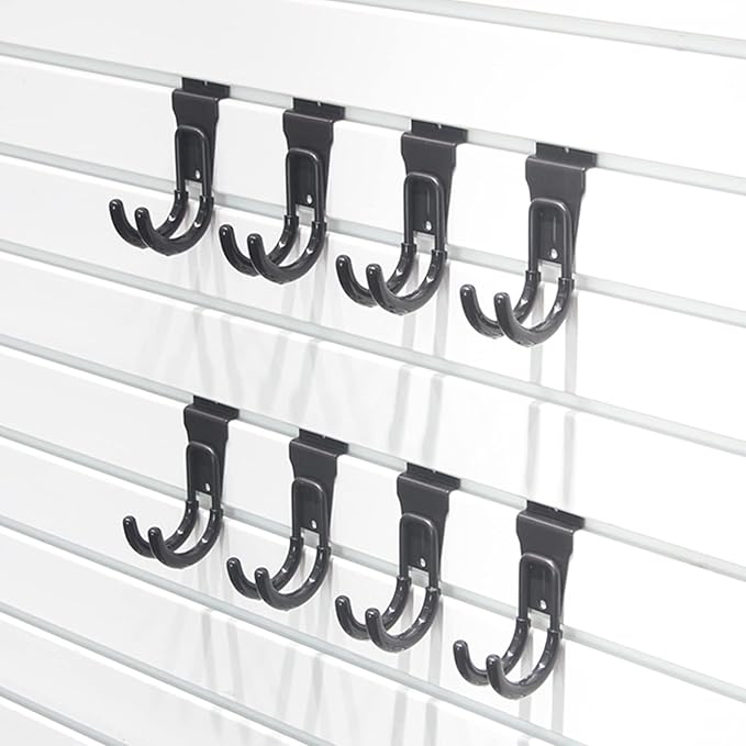 Slatwall Hooks, Heavy-Duty Slatwall Accessories, Black Slat Wall J Hooks, 8 Pack