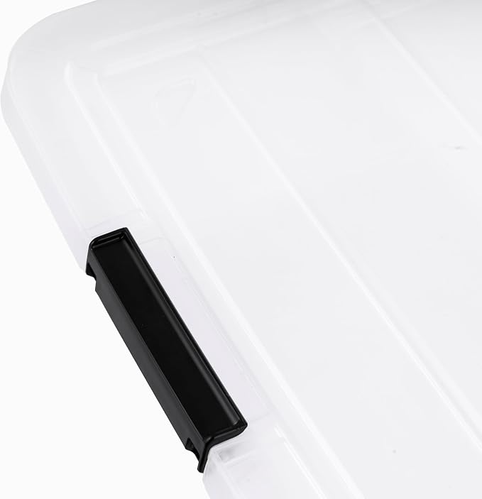 IRIS USA 6-Pack 18 Quart Clip Box with Latching Lid | Latching lid secures office and household supplies. Stackable, nestable design maximizes storage space