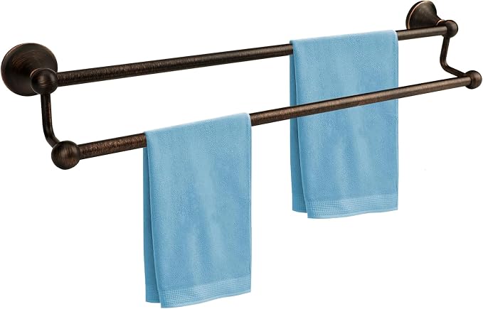Antique Bathroom Double Towel Bar Oil Rubbed Bronze, 24 Inch Towel Racks for Bathroom Wall Mounted,Bathroom Towel Holder Bronze,Two Towel Rod Hanger for Hotel