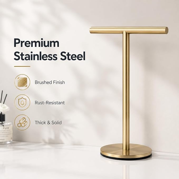 Bathroom Hand Towel Holder Stand,T-Shape Hand Towel Holder Stand SUS304 Stainless Steel for Bathroom,Kitchen or Vanity Countertop