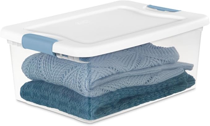 Sterilite Latching Box with Lids for Home and Office, 15 Quart, 36-Pack | Heavy-Duty and Stackable Plastic Containers with Latches for Closet, Cabinet, Bedroom, Bathroom and Dorm Room Organization