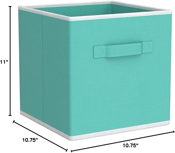 Simple Houseware 11-Inch Foldable Cube Storage Bins, Turquoise, 6-Pack | Lightweight & Durable Structure Fabric Cubes Organizer for Closet or Shelves