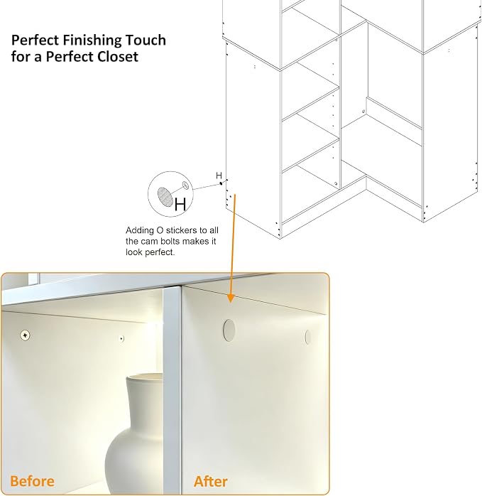 Closet System with 3 Drawers, Corner Closet Organizer Systems with 7 Shelves & 5 Hanging Rods L-Shaped Walk in Closet Freestanding Corner Tower Modular Storage System 2 Sets 1400+ Lbs Capacity White