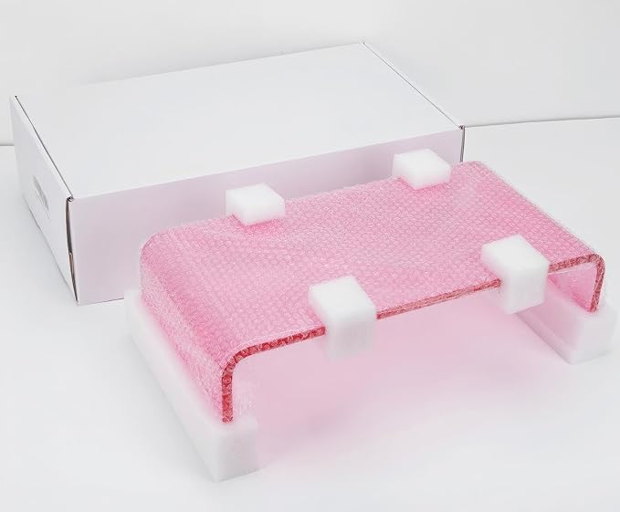Acrylic Monitor Stand Riser Pink Laptop Stand Riser L15 xW7.5 xH4 | PC Holder,Compatible with All Notebooks and Monitor, Decoration for Office & Home,Pink Aesthetic Design,Office Supplies
