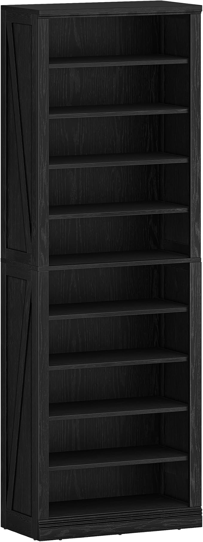 Hzuaneri Shoe Storage Cabinet,10 Tiers Farmhouse Tall Shoe Cubby Organizer | Freestanding Shoe Cabinets, Wooden Shoes Rack with Cubby, 27-30 Pairs, for Entryway, Living Room, Black SR52604X