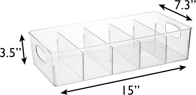 ClearSpace Plastic Pantry Organization and Storage Bins with Removable Dividers – XL Perfect Kitchen / Refrigerator/ Cabinet Organizers, 2 Pack