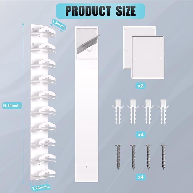 Hat Organizer for Baseball Caps 2Pack, Hat Rack for Wall with Strong Adhesive Hold up to 20 Hats, Hat Hanger Holder Display for Door Closet, Cap Organizer Storage Multilayer Two Mounting Option(White)