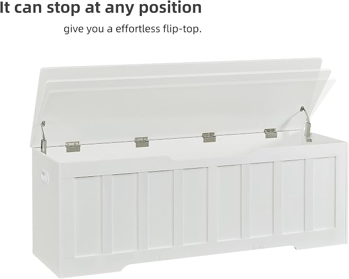 VANKILEY 51.2" Storage Chest Extra Large,Wooden Storage Bench,White | Chest with 2 Safety Hinges, 51.2*15.7*19.1inches, Wooden Trunk for Bedroom, Livingroom,Entryway,Easy Assembly.