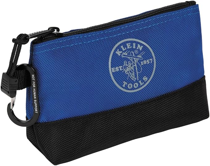 Klein Tools 55569 Stand-Up Zipper Bag Tool Pouch with Carabiners, Reinforced Gusseted Bottoms, Water Resistant 1680d, Multi-Size 5-Pack