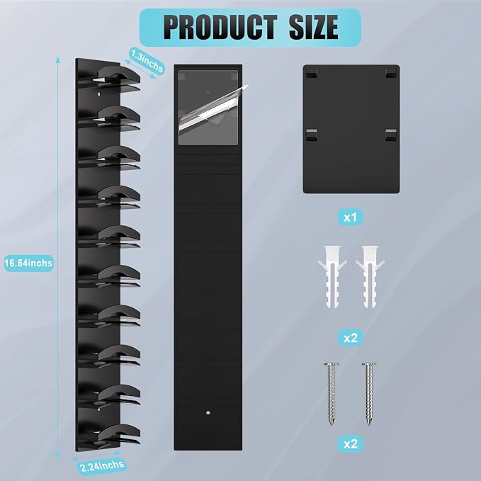 Hat Organizer for Baseball Caps, Hat Rack for Wall with Strong Adhesive Hold up to 10 Hats, Hat Hanger Holder Display for Door Closet, Cap Organizer Storage Multilayer Two Mounting Option(Black)