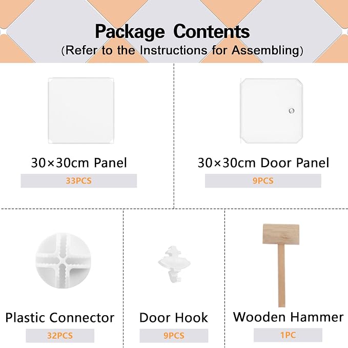 C&AHOME 9-Cube Storage Organizer with Door Cube Shelf Closet Cabinet Milky | DIY Plastic Modular Bookshelf, Stackable Clothes Storage Shelving Ideal for Home, Bedroom, 36.6”L x 12.4”W x 36.6”H