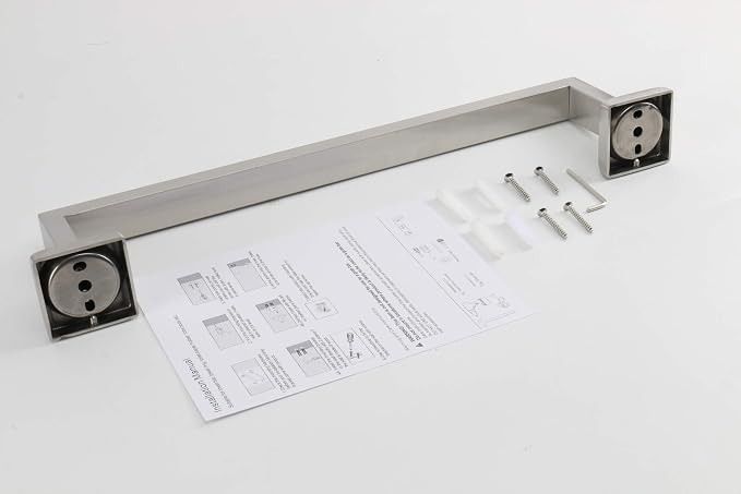 TocTen Bath Towel Rack - Square Base Thicken SUS304 Stainless Steel Towel Bar for Bathroom, Bathroom Accessories Towel Rod Heavy Duty Wall Mounted Towel Holder. (Brushed Nickel, 16)