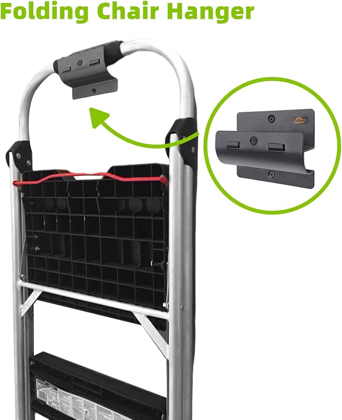 Ladder Hanger for Garage Wall, Heavy Duty Ladder Storage for Folding Chair, Wall Mount Wheelbarrow, Patio Furniture, High Support Save Space in Garden, Shed Or Workshop and More, 2 Pack