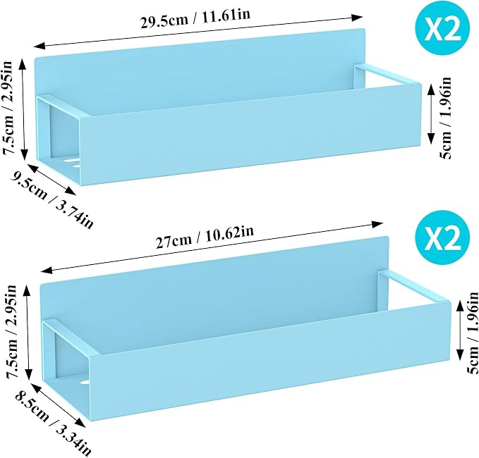 HuggieGems 4 Pack Magnetic Spice Storage Rack Organizer for Refrigerator and Oven, Blue Fridge Organizers and Storage