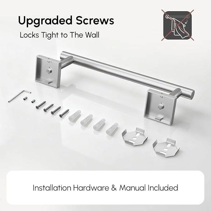 Brushed Nickel Hand Towel Bar, 9 Inch Towel Racks for Bathroom | Thicken 304 Stainless Steel Towel Holder with Square Base, Towel Rod Wall Mounted, Modern Home Decor (Total Length 11 Inch)
