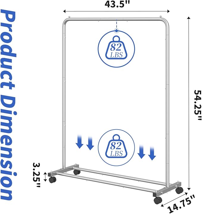 Simple Trending Standard Clothes Clothing Garment Rack with Storage Shelves, Rolling Clothes Organizer on Wheels for Hanging Clothes, Silver
