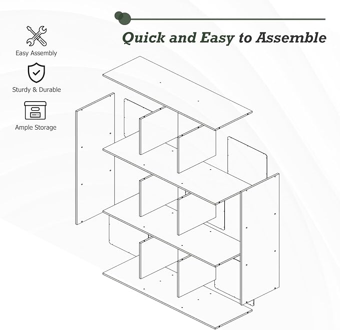 9 Cube Storage Organizer, Reversible Bookcase Shelf | Open Cube Bookshelf, Large Modern Storage for Living Room, Bedroom & Office, Black