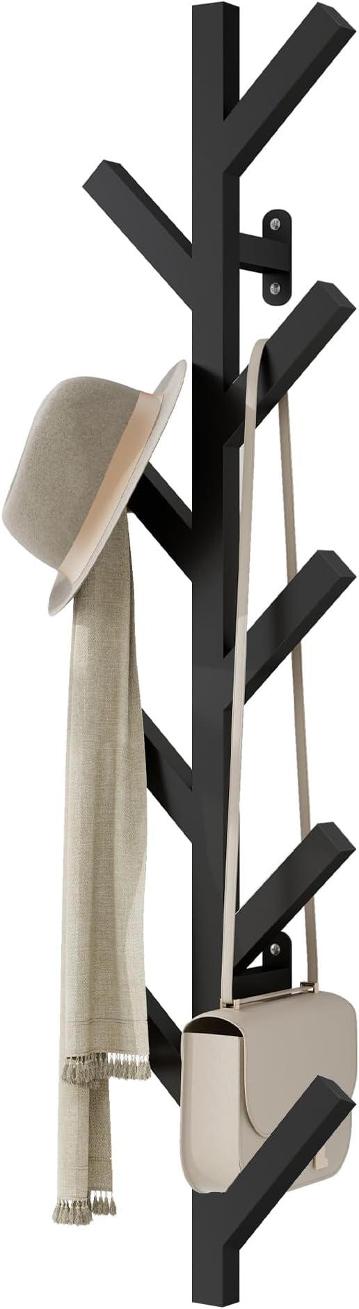 Prywot 2PK Vertical Hat Rack, Metal Coat Rack Wall Mounted, Black, 37.8" | 9 Hooks, Space-saving wall-mounted design, for Hats, Jackets, Coats, and Bags - Suitable for Entryways and Bedrooms