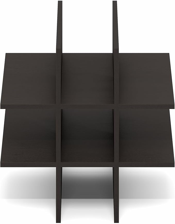 Furinno Cubicle 9-Compartment Cube Insert, Grid Cube Organizer, Dark Oak | 12.9W x 12.9H, Geometric Shelf Accessory, Fits into Furinno Triple Thick Cubes, IKEA Kallax, for Organizers and Storage