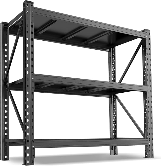 2pack Storage Shelves 67” W Heavy Duty Adjustable Metal Garage Shelving Unit Rack Metal Storage Shelf for Heavy Garage Tools, Ideal for Garage, Basement, Black, 67" W X 20" D X 63" H