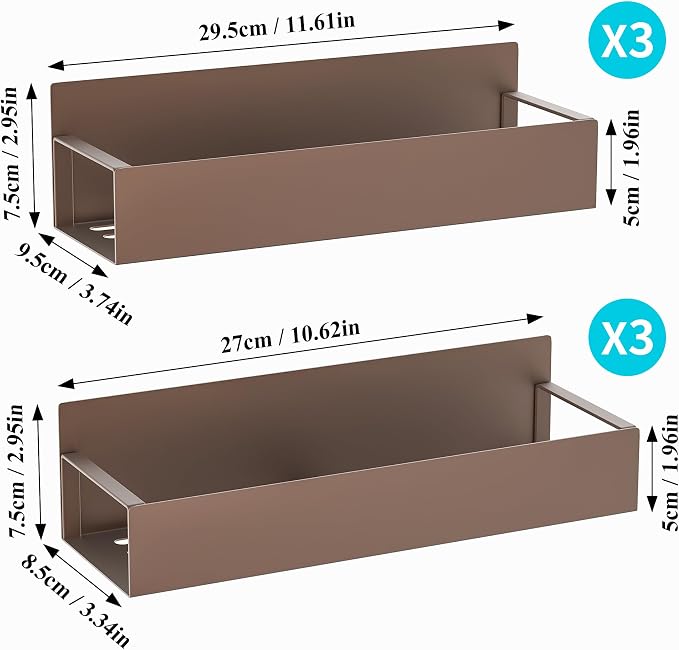 HuggieGems 6 Pack Magnetic Spice Storage Rack Organizer for Refrigerator and Oven, Bronze Fridge Organizers and Storage