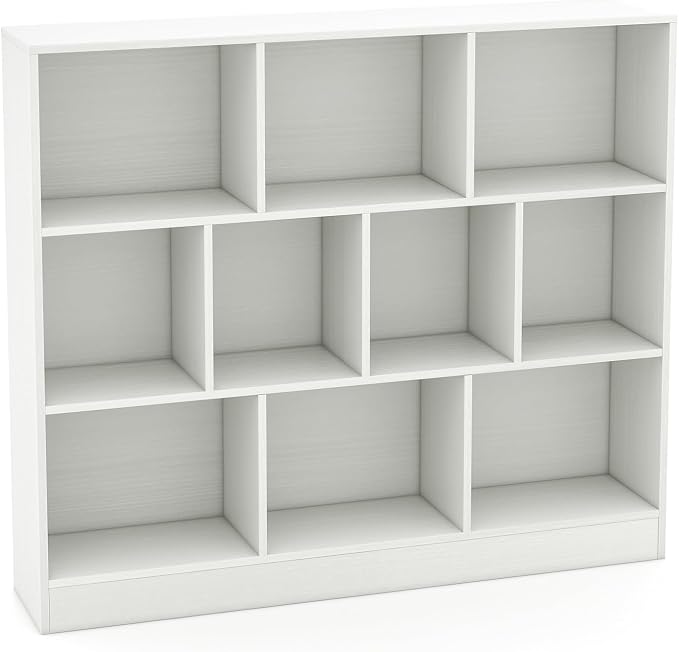 Giantex 10 Cube Bookcase, 4-Tier Freestanding Bookshelf w/ 10 Open Compartments, 2 Anti-Tipping Kits, Modern Display Cabinet, 41" Wood Cubby Storage Organizer for Living Room, Bedroom, White