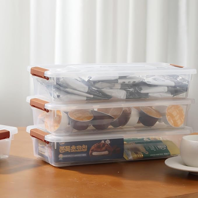 novelinks 4 Quart Clear Plastic Storage Containers with Lids (8 Pack) | Storage Bins with Lids, Stackable Small Clear Bins, Craft Storage Box, Paper Storage, Under Bed Storage Bins, Pencil Box