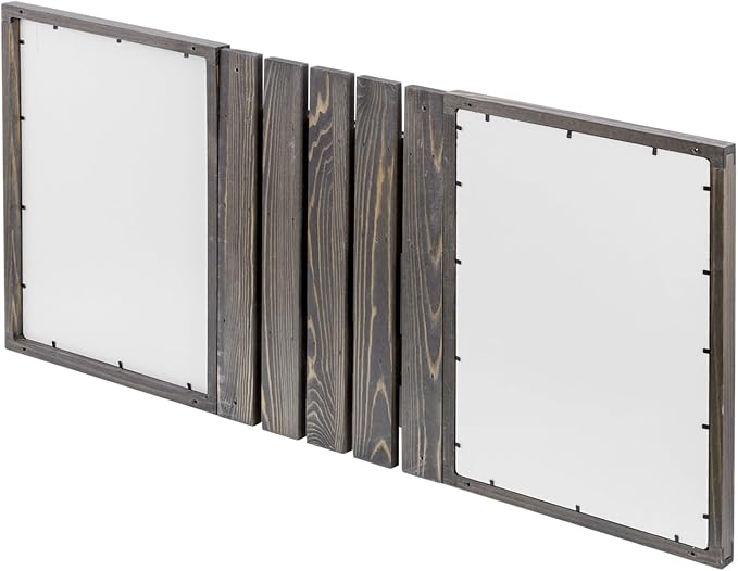 MyGift 3 Panel Gray Solid Wood Bulletin Board Set Chalkboard Cork Board | Wall Mounted Design, Mail Basket Storage, Hanging Rail, Entryway Command Center, Home Office Organization