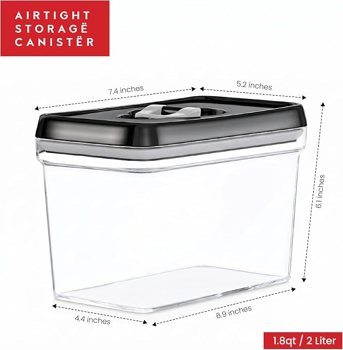 DWËLLZA KITCHEN Airtight Food Storage Containers - Pantry Snacks Kitchen Container, Baking Supplies, 4LB Sugar & Flour Canister - 4 Pc Set All Same Size - Clear Plastic BPA-Free - Keeps Fresh & Dry