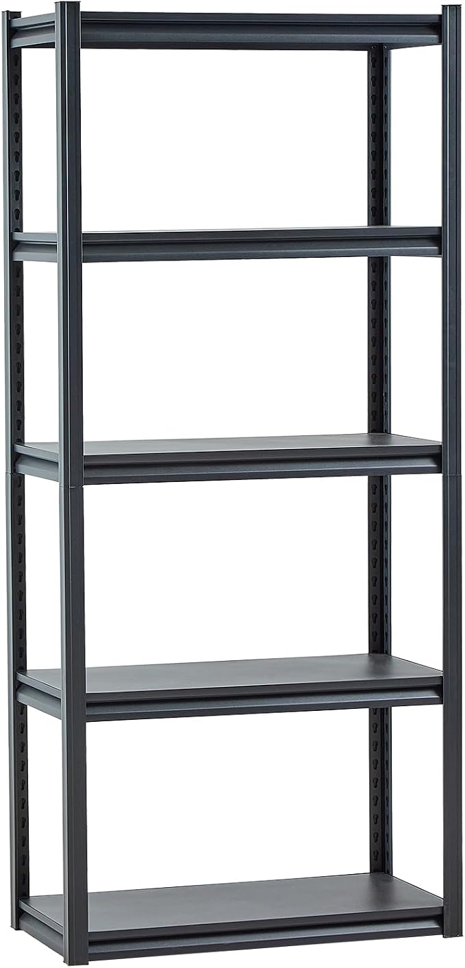 VEVOR Storage Shelves, 2000 lbs, 5 Tier Garage Storage Shelving, 16" D x 32" W x 72" H Adjustable Metal Shelves for Garage Shelves Utility Rack Shelf, Ideal for Kitchen, Warehouse, Basement, Black