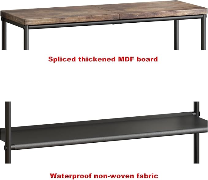 INGIORDAR 5 Tier Shoe Rack Storage Organizer Shelf Top with MDF Board | Space-Saving,with 3 Layer Fabric,stores 20+Pairs of Shoes for Closet,Entryway,Bedroom,Living Room Garage,Black+Rustic Brown