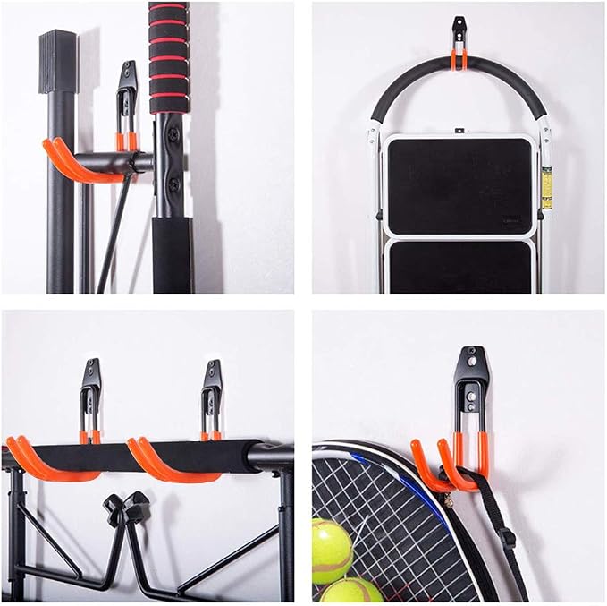 GeeWatom Garage Storage Utility Hooks,Garage Garden Tool Organizer,Steel Wall Mount Hooks, Large Garden U Hooks (2 Pack) (Type-2-Orange)