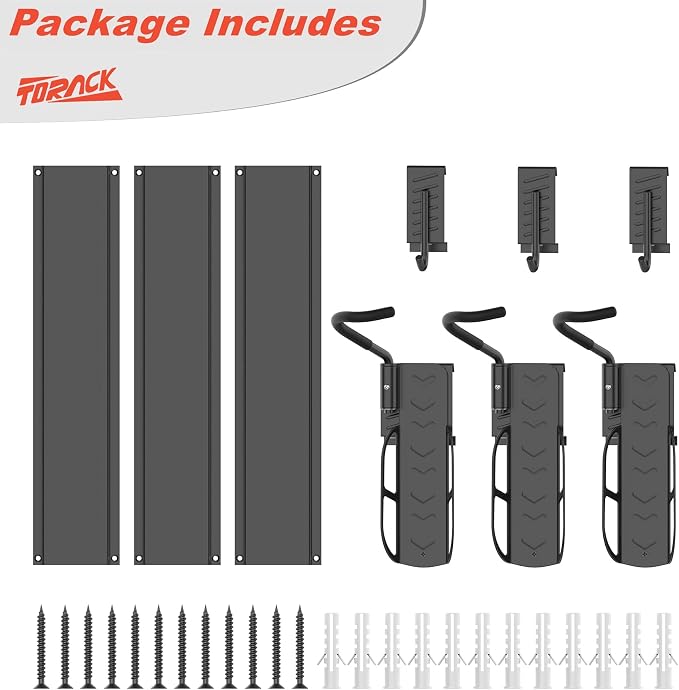 TORACK Wall-Mounted Swivel Bike Rack, Garage Vertical Bike Hangers for 3 Bikes and 3 Helmets Rotating Bike Storage Hooks Holds Up to 300 lbs