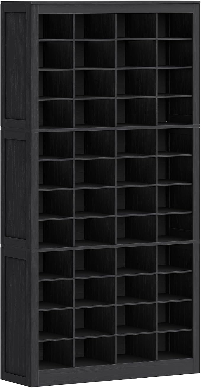 Hzuaneri Shoe Storage Cabinet, 48 Pairs Free Standing Closet Organizer, 9 inch Widened Cell Wood Shoe Organizer, 12 Tiers Vertical Space Saving Shoe Rack for Entryway, Cloakroom, Black SR39604X