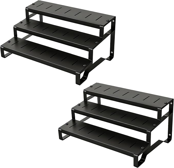 Expandable Can Organizer for Pantry,3-Tier Adjustable Metal Can Rack 2 Pack | Tiered Countertop Shelf, Adjustable height Pantry Organizer for Kitchen Cabinet, Countertop & Canned Goods Storage