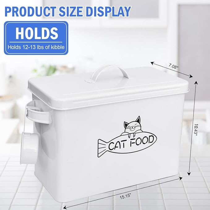 Vumdua Large Dog and Cat Food Storage Container, Farmhouse Pet Food Storage Containers with Lid and Dry Food Scoop, Durable Airtight Cat Container 12-13 lbs Capacity, Great Gift for Pet Owners